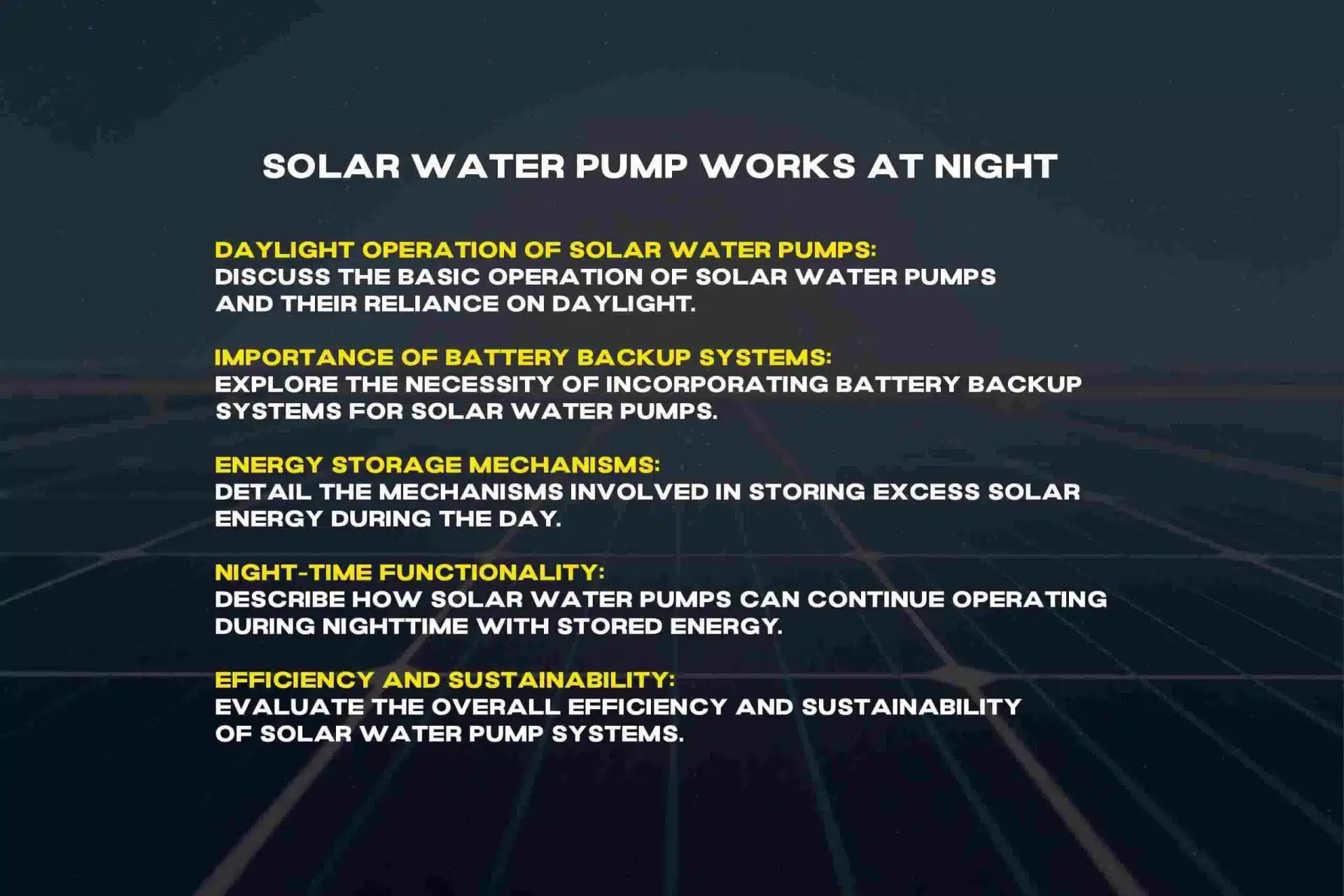 Do solar Pump work at night