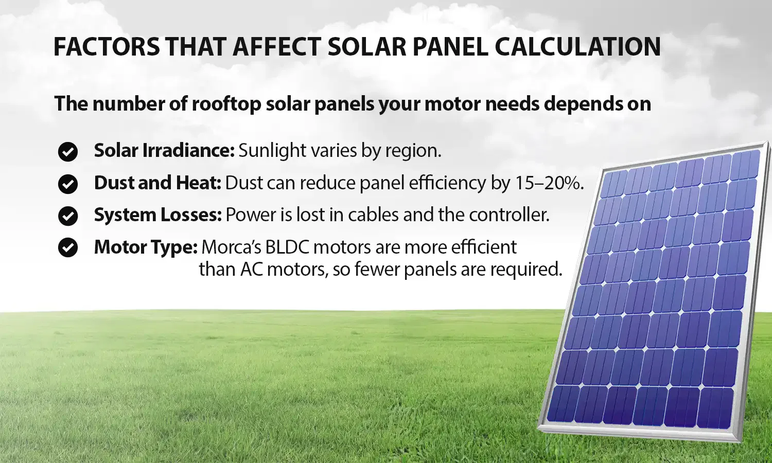 solar panels are needed for a 1.5 hp motor