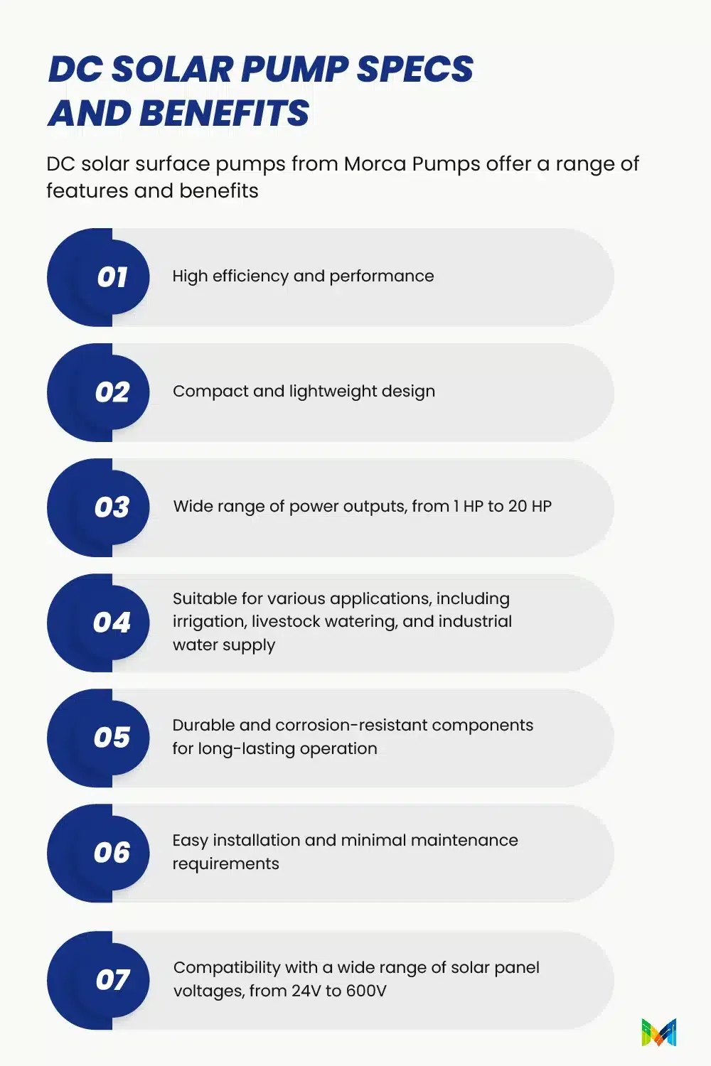 Features of the DC Solar Surface Pump