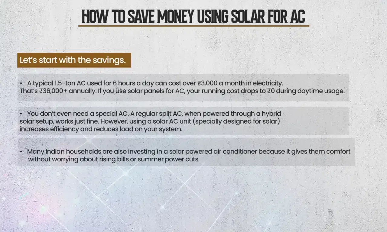 Solar panels for AC