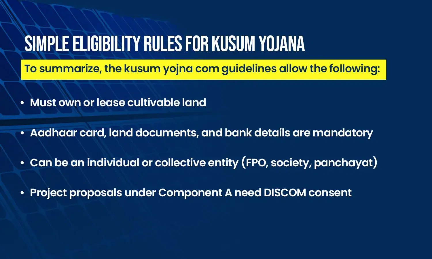 pm kusum yojana documents required